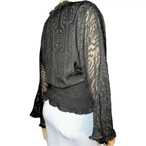 Karina Grimaldi Women's Black & Gold Size L Smocked Waist Long Sleeve