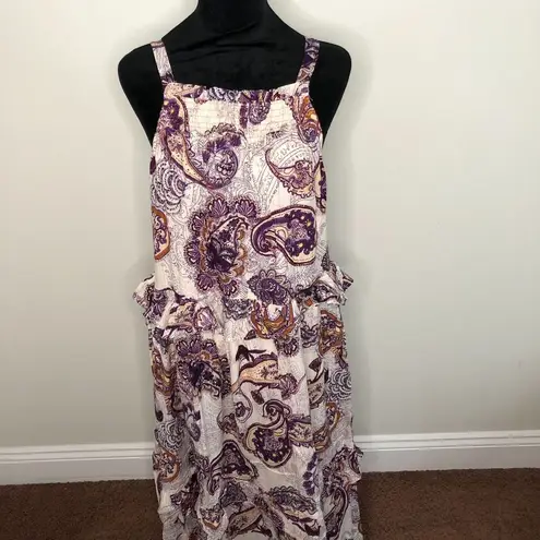 Band Of The Free Womens Dress XS Purple Sleeveless Paisley Ruffled Maxi NWT Purple