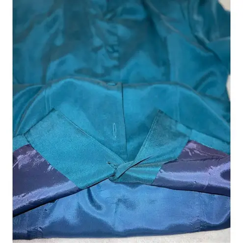100% Silk Teal Blue Trench Blazer Shacket Women’s 10 Green