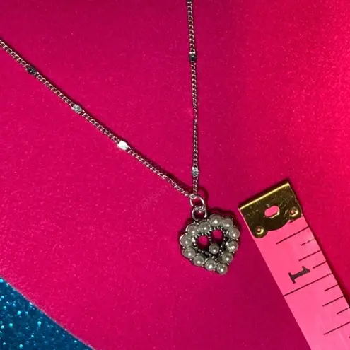 Pearl Encrusted Heart Shine Bead Choker Necklace Jewelry Sterling Silver