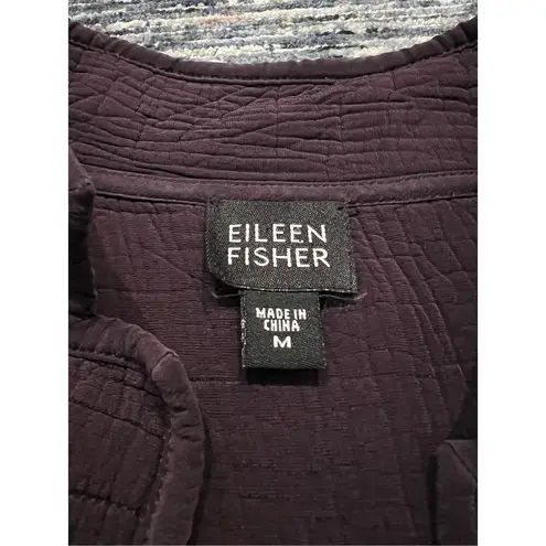 Eileen Fisher  Blazer jacket Purple Deep Plum Textured Silk open front size M