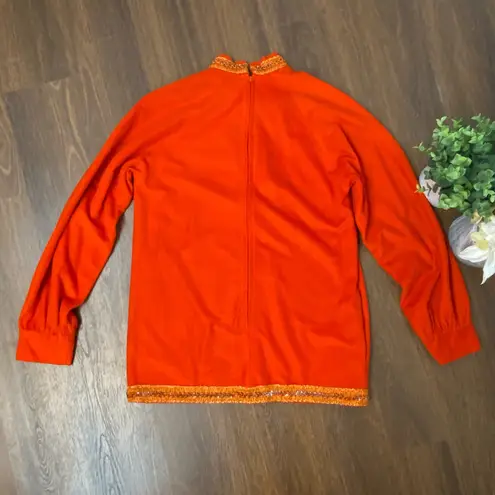 Vintage 2 Piece 60s 70s Retro Orange Tunic & Pants Set Medium