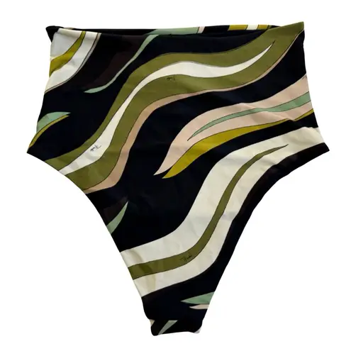 Emilio Pucci NWT Fiamme Bandeau Bikini Top & Bottoms FULL SET Green Multi