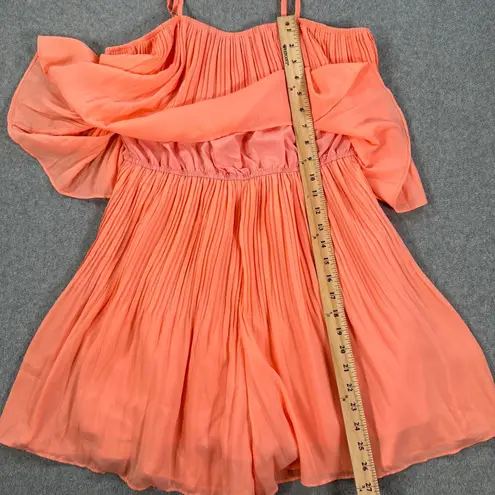 Pretty Garden Pleated Mini Romper Size Large Spaghetti Strap Coral Pink