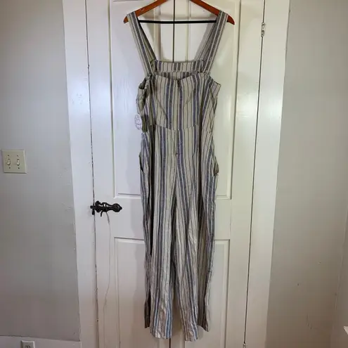 Gypsies & Moondust  Striped Jumpsuit Women's Large‎ Linen Blend Casual Coastal