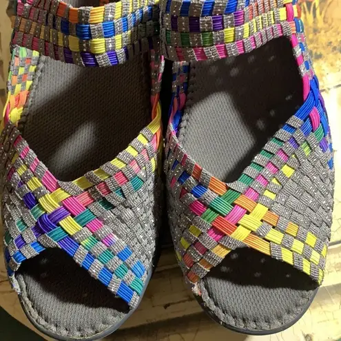 Bernie Mev  Hallie Multi Color Rainbow Woven Mary Jane Shoe Sandal Women's Eur 39