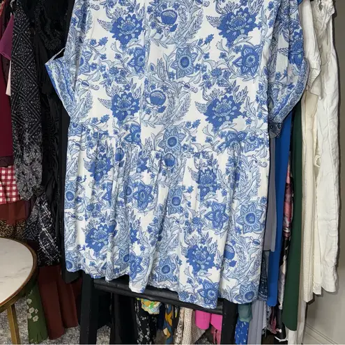 RO'S GARDEN Tuckernuck Exclusive Blue Leticia Deauville Floral Cotton Dress Size L