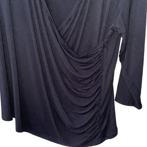 Grace Elements π€ Grace Jersey Knit 3/4 Sleeve Surplice Faux Wrap Top, Black, Plus-Size 2X