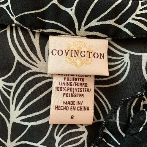 Covington Women's Y2K Floral Print Chiffon Button Front Short Sleeve Blouse - 6