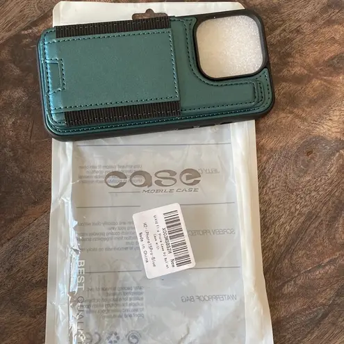 Flip Wallet phone case for iPhone 15 Pro RFID Blocking metallic teal green NEW