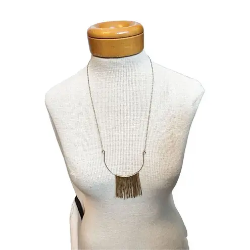 Golden needle candle long necklace and metal gold toned cuff bracelet set