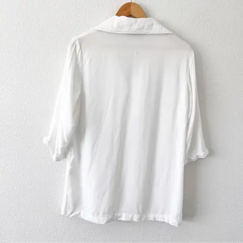 Sleeper Ostrich Feather Pajama Button Down Top