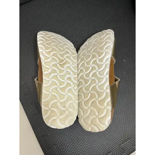Birkenstock  Betula Sandals Gold Three Strap Slides Leather‎ Size 37 US 6