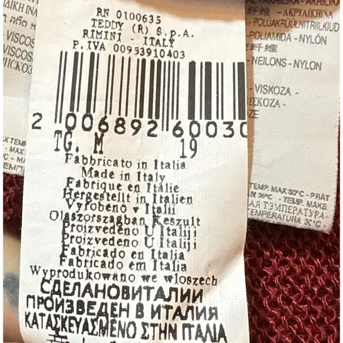 Y2K Rinascimento Babydoll Knit Top M Italian Ruffled Lace Trim Burgundy Red Bows Size M