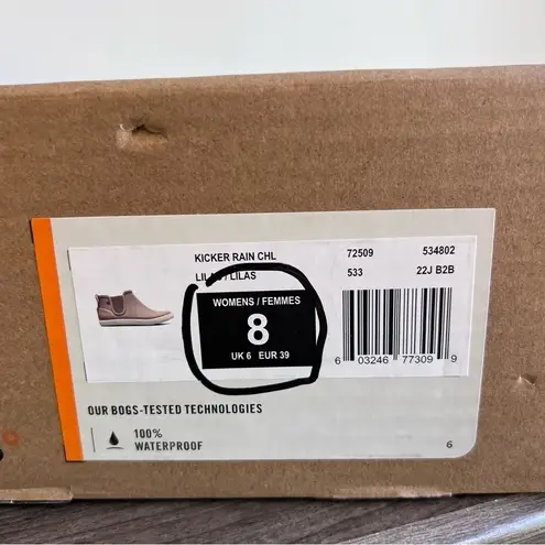 BOGS Kicker Chelsea Women's Waterproof Rain Boot Size 8 #B1427