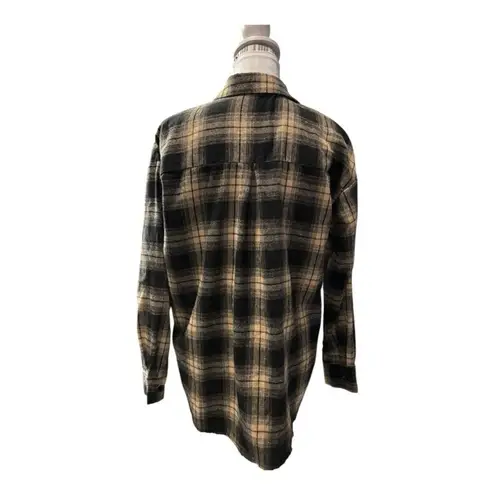 Black & Tan Plaid Flannel Button Down Size S