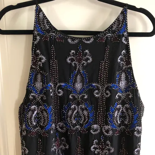 Francesca's NWT Francesca’s Celeste Black Blue Beaded Mini Dress Size M