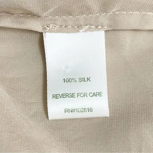 Garnet Hill 100% Silk Blouse Button Front Long Sleeve in Champagne Taupe Size 4