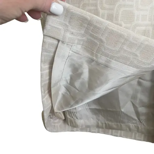 Kasper Women Midi Skirt 18 Cream Geometric Straight Career Mature Event Classic