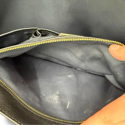 Tory Burch Robinson Black Leather Tote Bag Structured Shoulder Purse Work