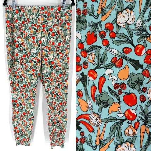 Duluth Trading Co Women's Leggings Size L All Over Green Garden Vegetable Print Size L