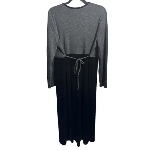Motherhood MATERNITY DRESS BLACK VELVET/GRAY TIE BACK LONG MODEST SIZE XL