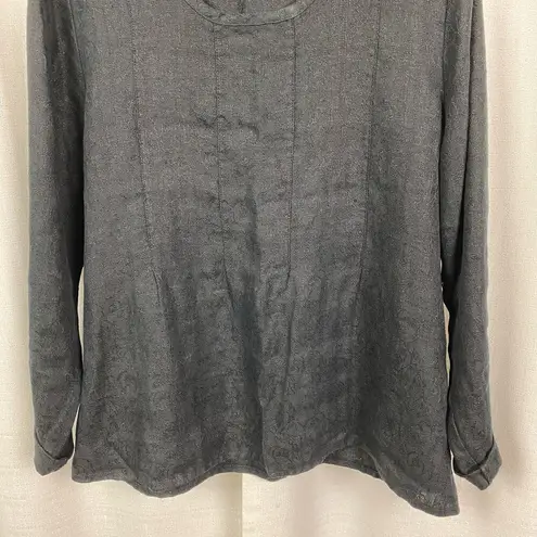 Flax  Black Linen Long Sleeve Blouse Sz.S