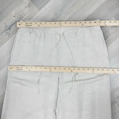 H&M  Linen Blend Wide Leg Boho Palazzo Drawstring Pants Beige Oatmeal Tan Medium