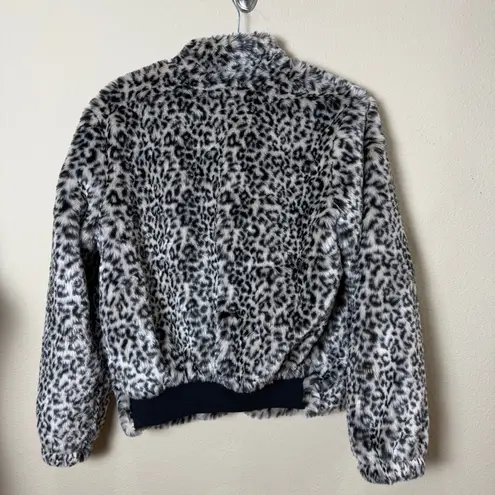 Vigoss Leopard Print Bomber Jacket faux fur size small