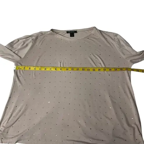 St. John Women's Jersey Knit Rhinestone Embellished Long Sleeve Shirt Pink Sz S