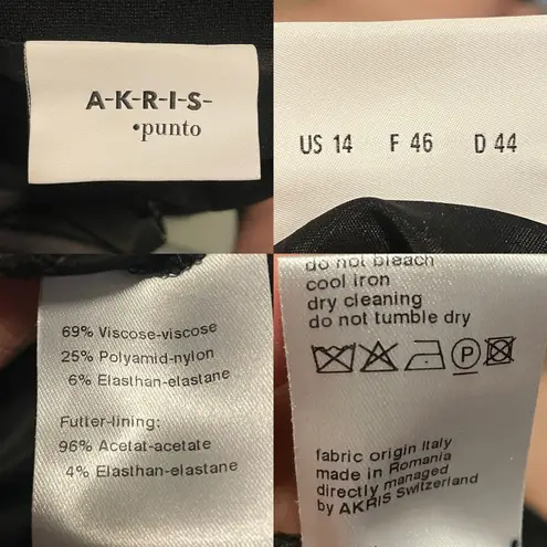 Akris Punto Womens Skirt Black Mini Lined Zip Pocket Business Classic Size 14