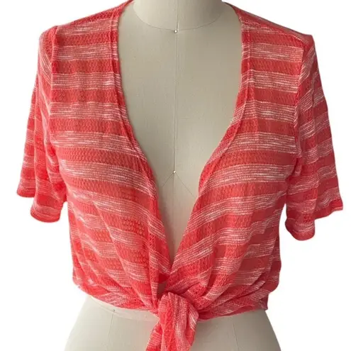 Bright & Colorful Sheer Coral Boho Wrap Short Bolero Bohemian Cardigan ~ MP Orange Size undefined