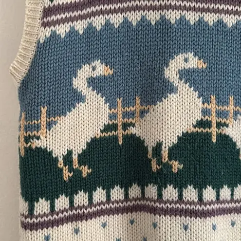 Russ Cream and Blue Animal Pattern Vest Size M