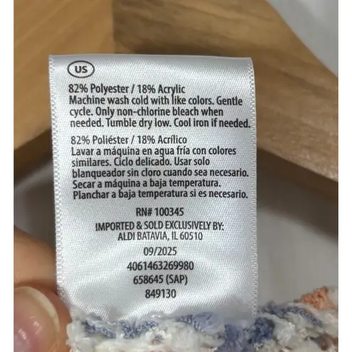 Serra Popcorn Cardigan Sweater Womens M Cream/Rust/Blue Oversized Relaxed Soft