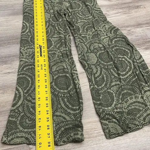 Three Dots Green Geometric Print Elastic Waist Women's Pull on Pants Size Medium