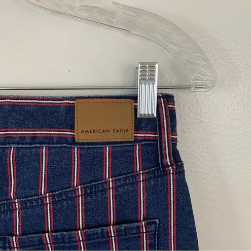 American Eagle 𝅺 Y2K Striped Denim Mini High Rise Skirt Size 0