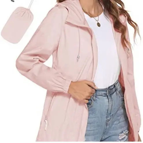 Avoogue Waterproof Lightweight Breathable Raincoat Size Large Pink