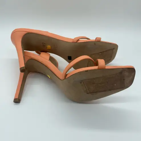 Veronica Beard Pink Orange Leather Slingback Strappy Heels Women's size 8.5