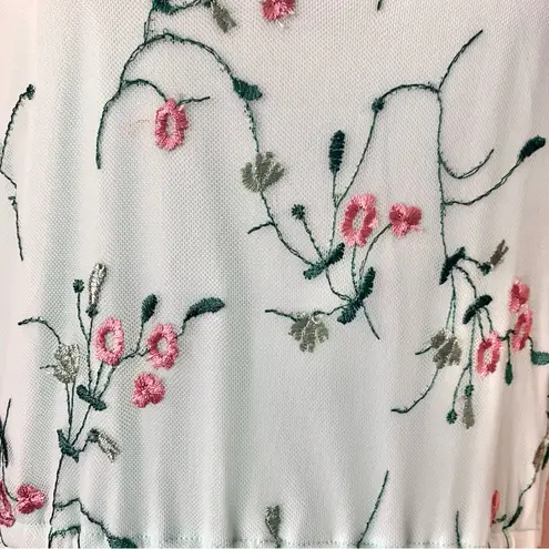 SweetSalt Mint Green & Pink Embroidered Floral Tulle/Mesh Dress. Size L