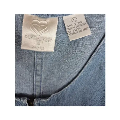 Christopher & Banks 80s Vtg Cotton Blue Denim Jumper Noah's Ark Grandma Sz L