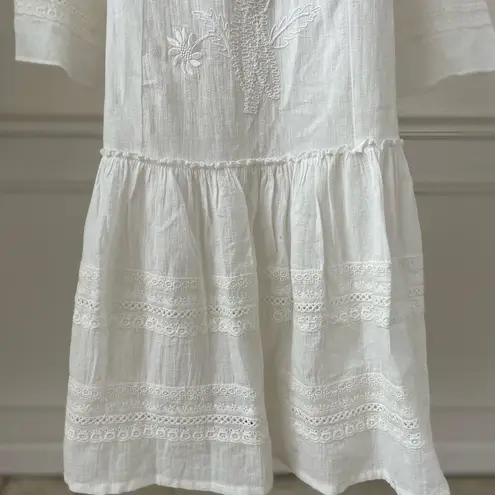 Sundance Cottagecore Southwestern Prairie Aline Shift Dress Western Boho S White