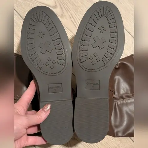 Style & Co NEW  Brown Moto Riding Knee Boots Womens 10 Wide Calf Buckles