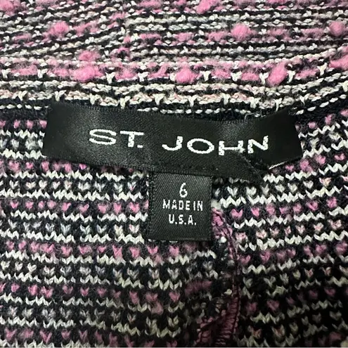 St. John Knits Collection Tweed Woven Plaid Skirt Women’s 6, pink white black