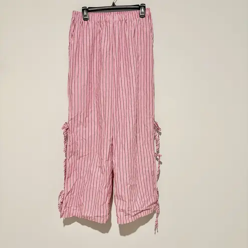 Wild Fable  High-Rise Side-Tie Relaxed Cut Out Boxer Pants Striped Pink‎ Medium