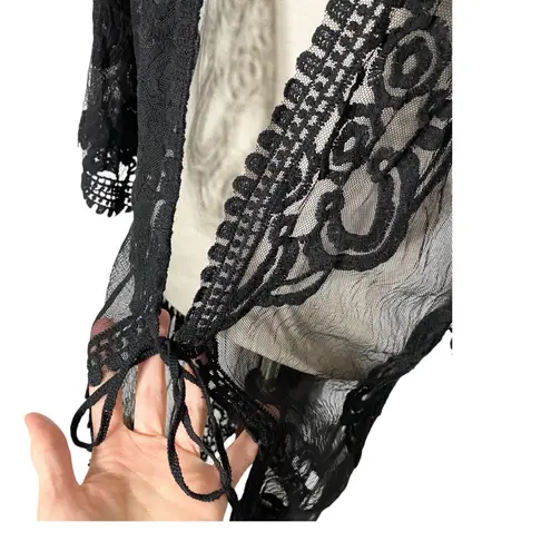 REBELLION AGAIN Embroidered Lace Kimono Duster Top Black Size 2X