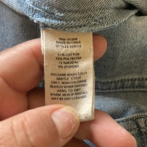 Soft Surroundings Blue Ankle Cropped Jeans with Decorative Hem