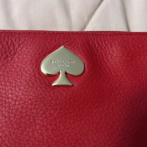 Kate Spade Red leather  wristlet with bow