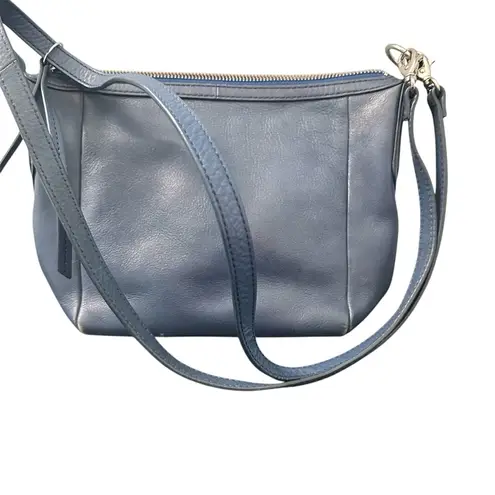 Fossil  Women's Navy‎ Blue Leather Shoulder Crossbody Handbag Small Zipper Top