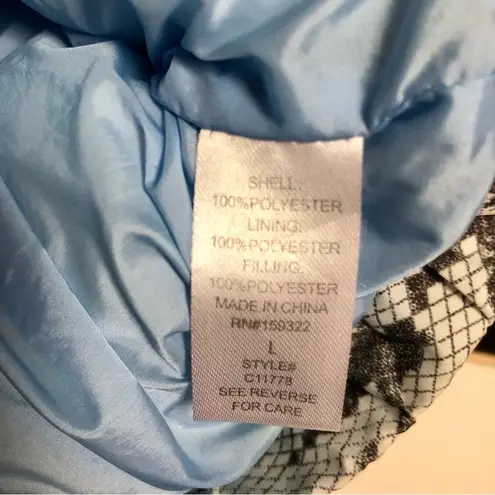 Central Park West Wesley Colorblock Snake Print Puffer Coat Pattern Jacket sz L