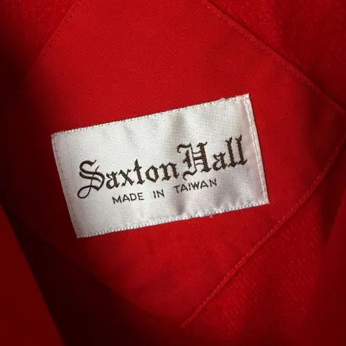 Vintage Red Button Front Tunic Top Saxton Hall Taiwan Lightweight Minimalist Size XL